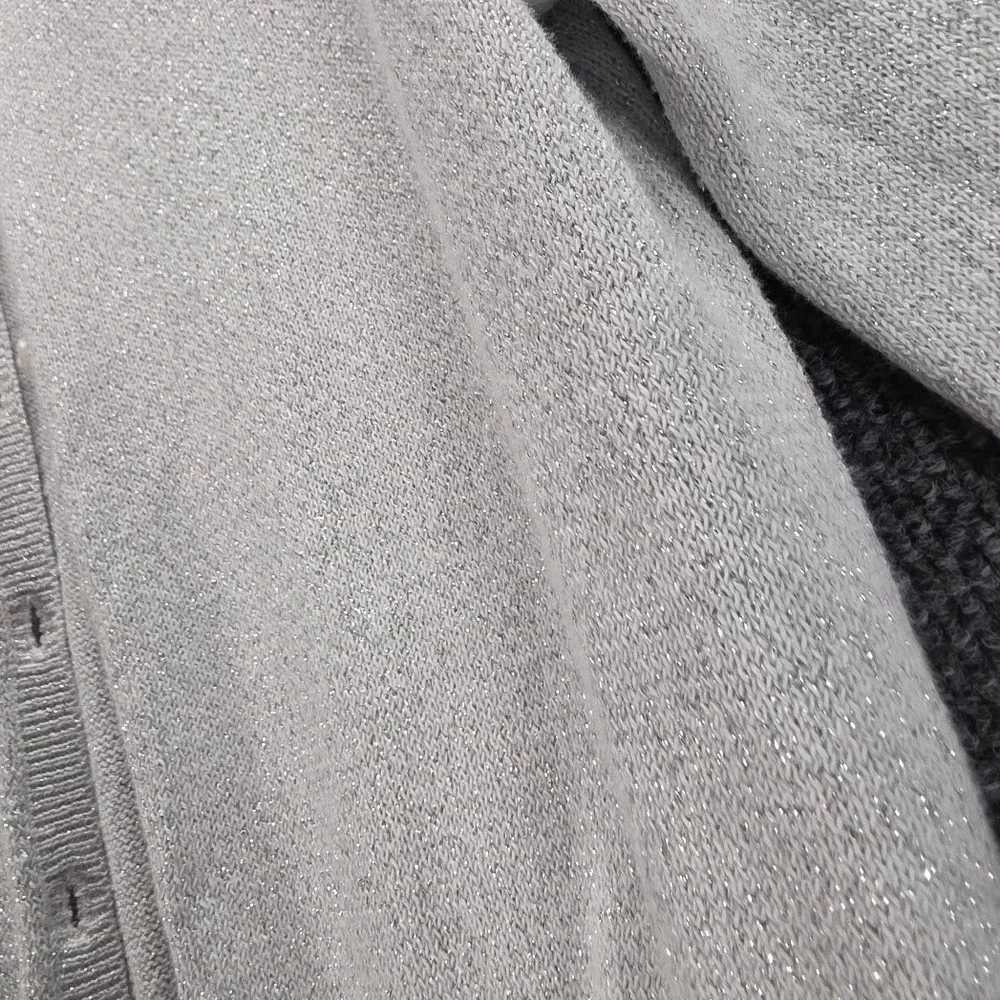 The Childrens Place Girls Silver Metallic Shimmer Button Front Cardigan Sz 10/12